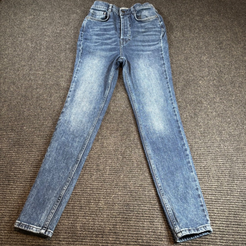 We The Free Free People High Rise Skinny Jeans‎ Medium Wash Button Fly Size 27